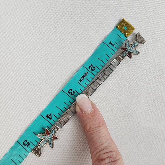 Vintage Sterling Silver Turquoise Flower Watch Strap - Picture 6 of 7